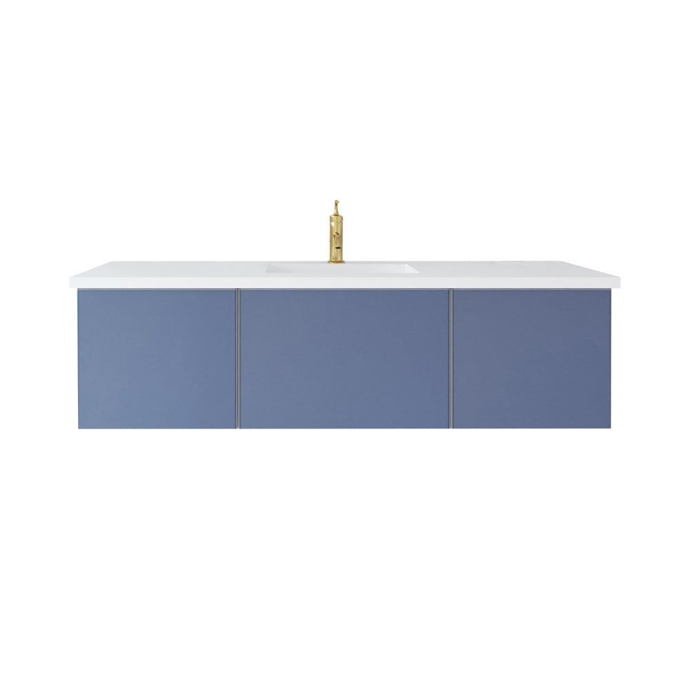 Vitri 60" Single Sink Bathroom Vanity with VIVA Stone Matte White Solid Surface Countertop
