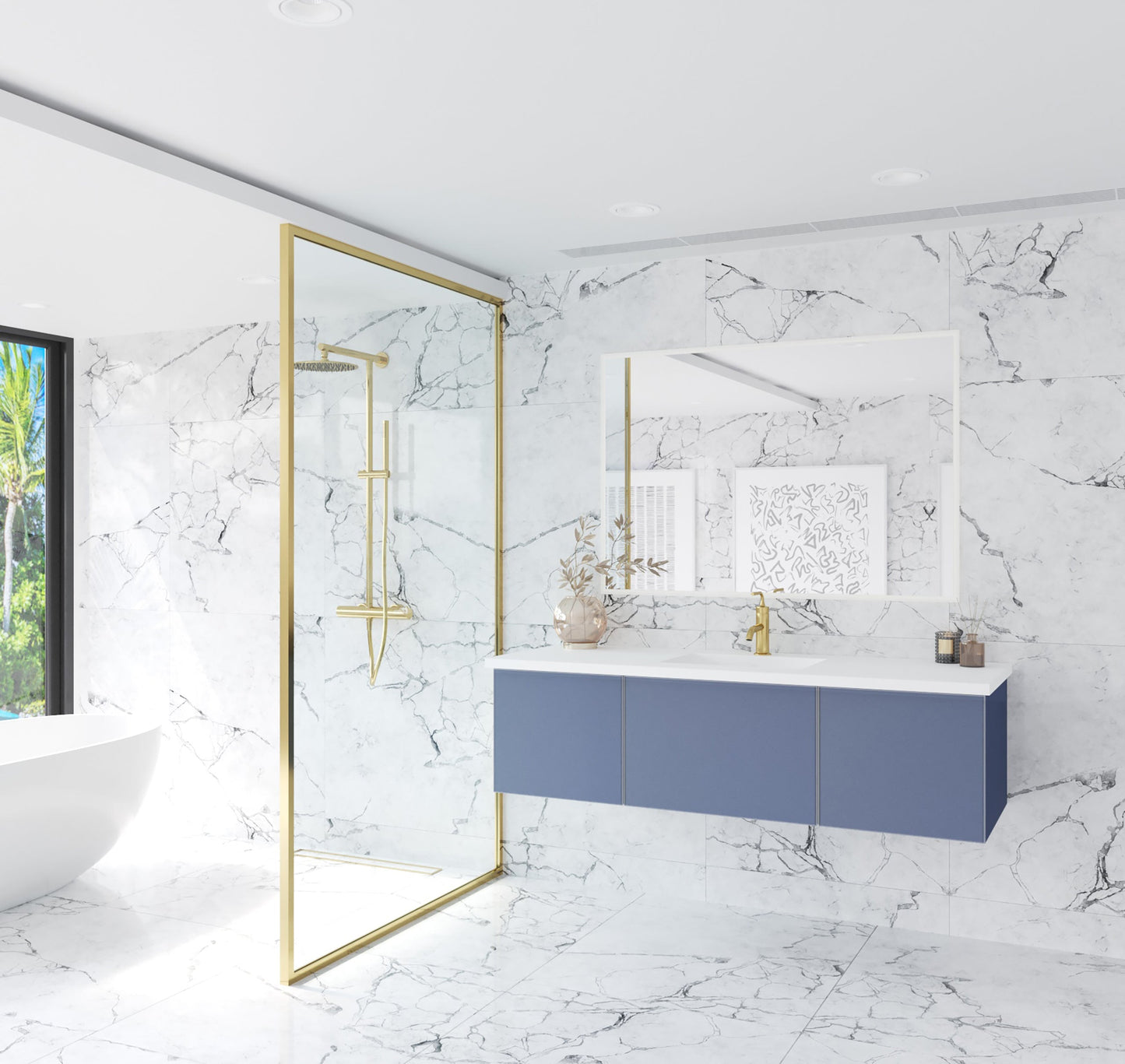 Vitri 60" Single Sink Bathroom Vanity with VIVA Stone Matte White Solid Surface Countertop