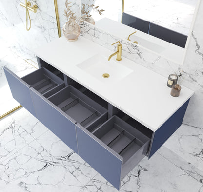 Vitri 60" Single Sink Bathroom Vanity with VIVA Stone Matte White Solid Surface Countertop