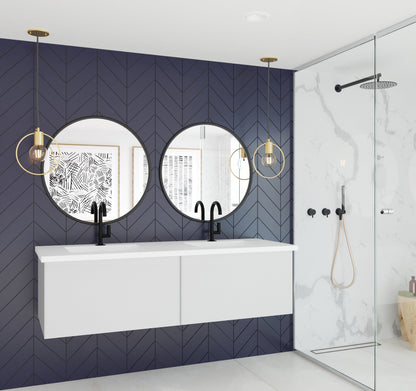 Vitri 60" Double Sink Bathroom Vanity with VIVA Stone Matte White Solid Surface Countertop