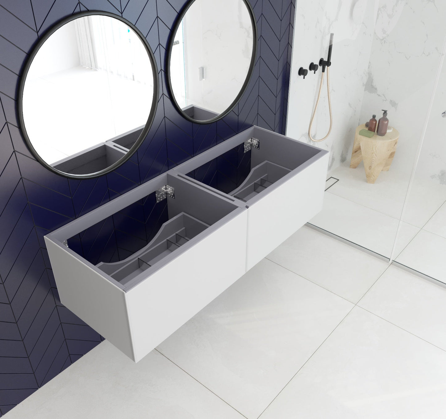 Vitri 60" Double Sink Wall Hung Bathroom Vanity Cabinet
