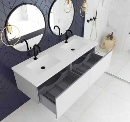 Vitri 60" Double Sink Wall Hung Bathroom Vanity Cabinet