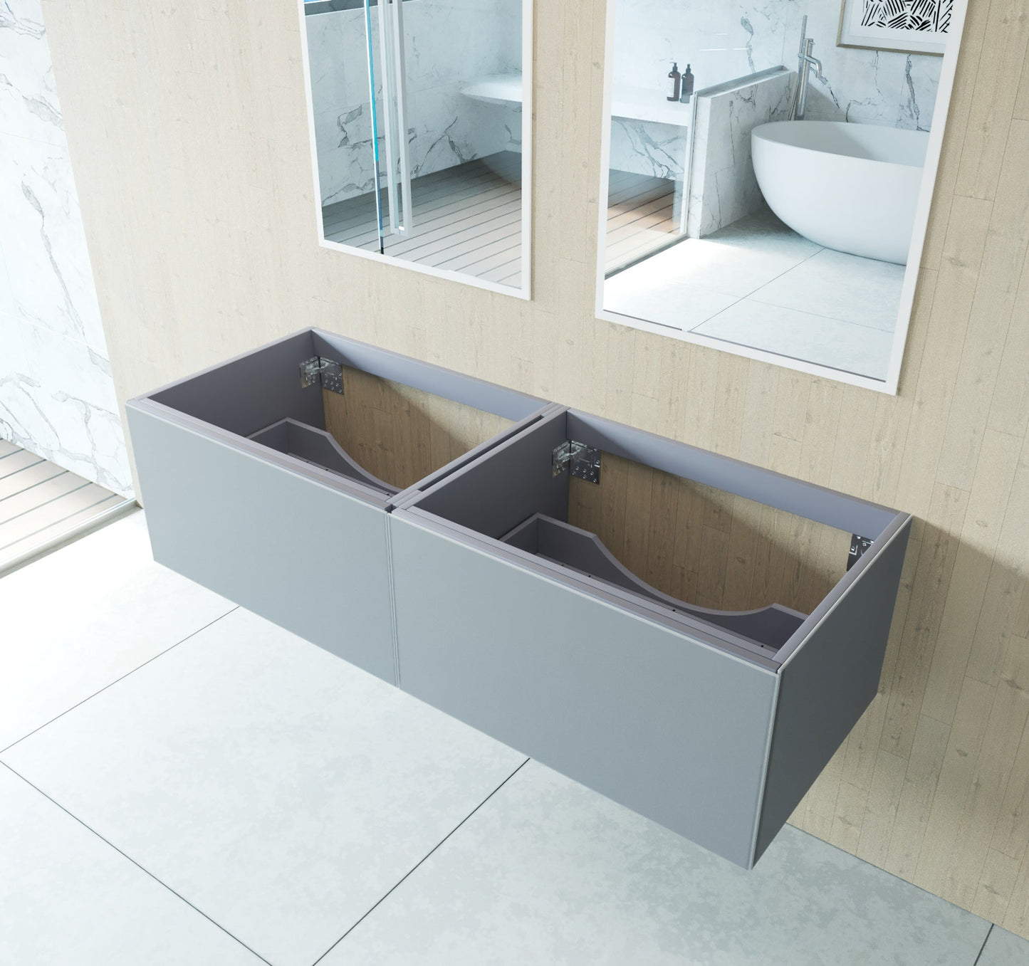 Vitri 60" Double Sink Wall Hung Bathroom Vanity Cabinet