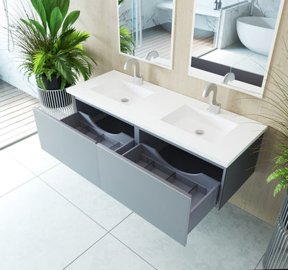 Vitri 60" Double Sink Wall Hung Bathroom Vanity Cabinet