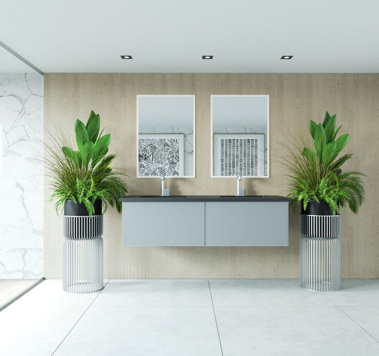 Vitri 60" Double Sink Wall Hung Bathroom Vanity Cabinet