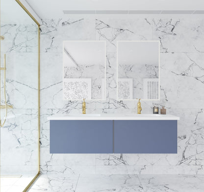 Vitri 60" Double Sink Bathroom Vanity with VIVA Stone Matte White Solid Surface Countertop