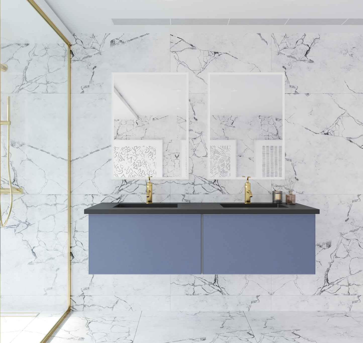 Vitri 60" Double Sink Wall Hung Bathroom Vanity Cabinet