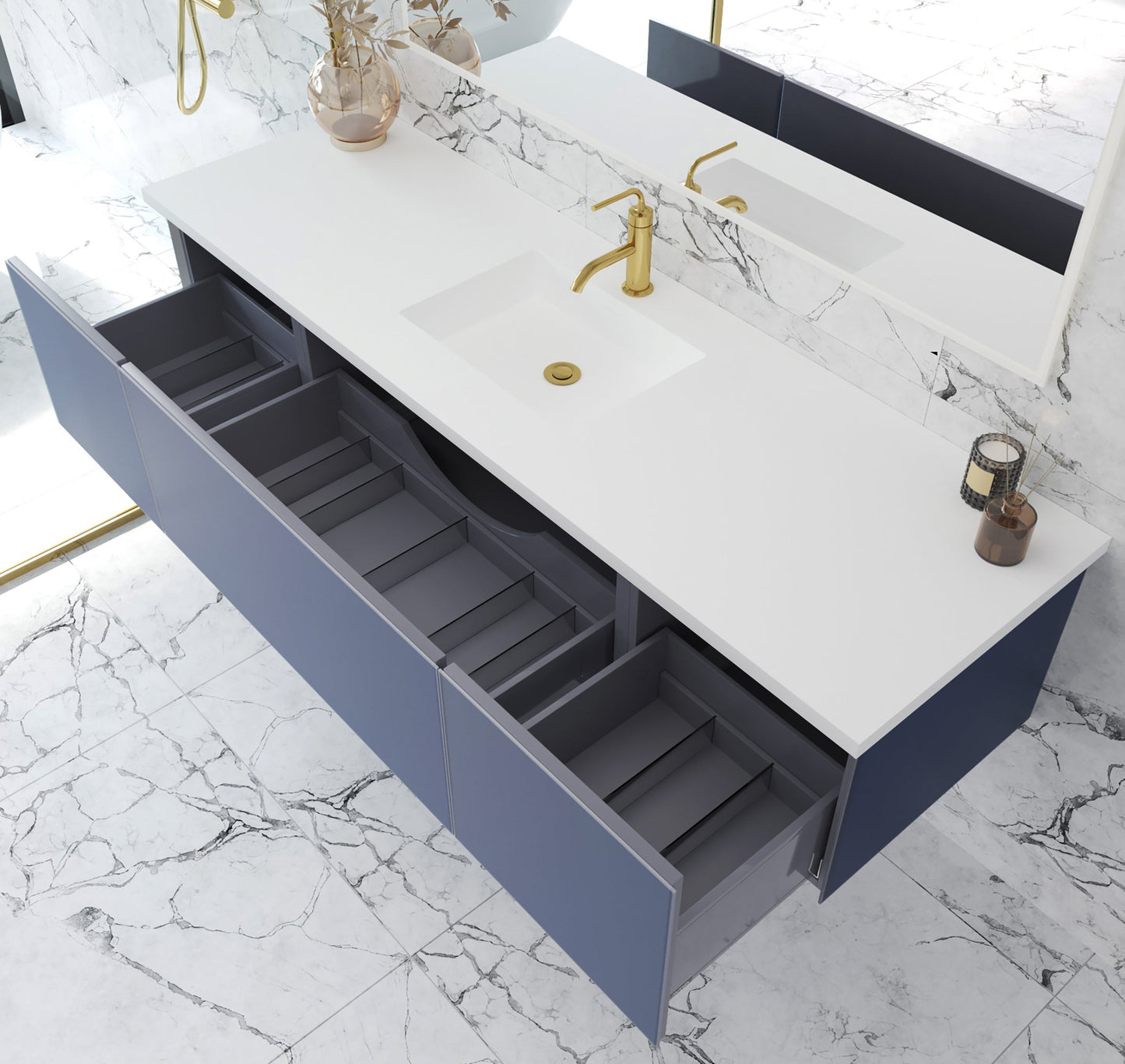 Vitri 72" Single Sink Wall Hung Bathroom Vanity Cabinet