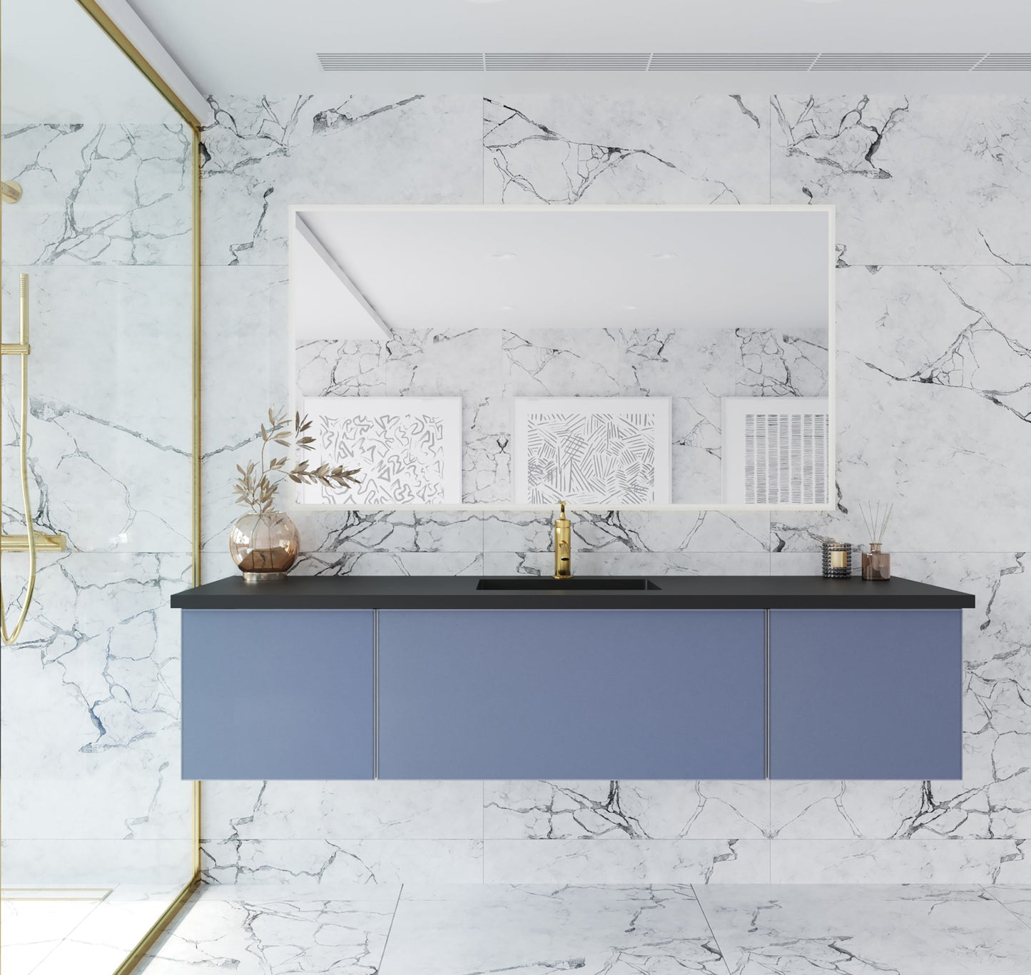 Vitri 72" Single Sink Wall Hung Bathroom Vanity Cabinet