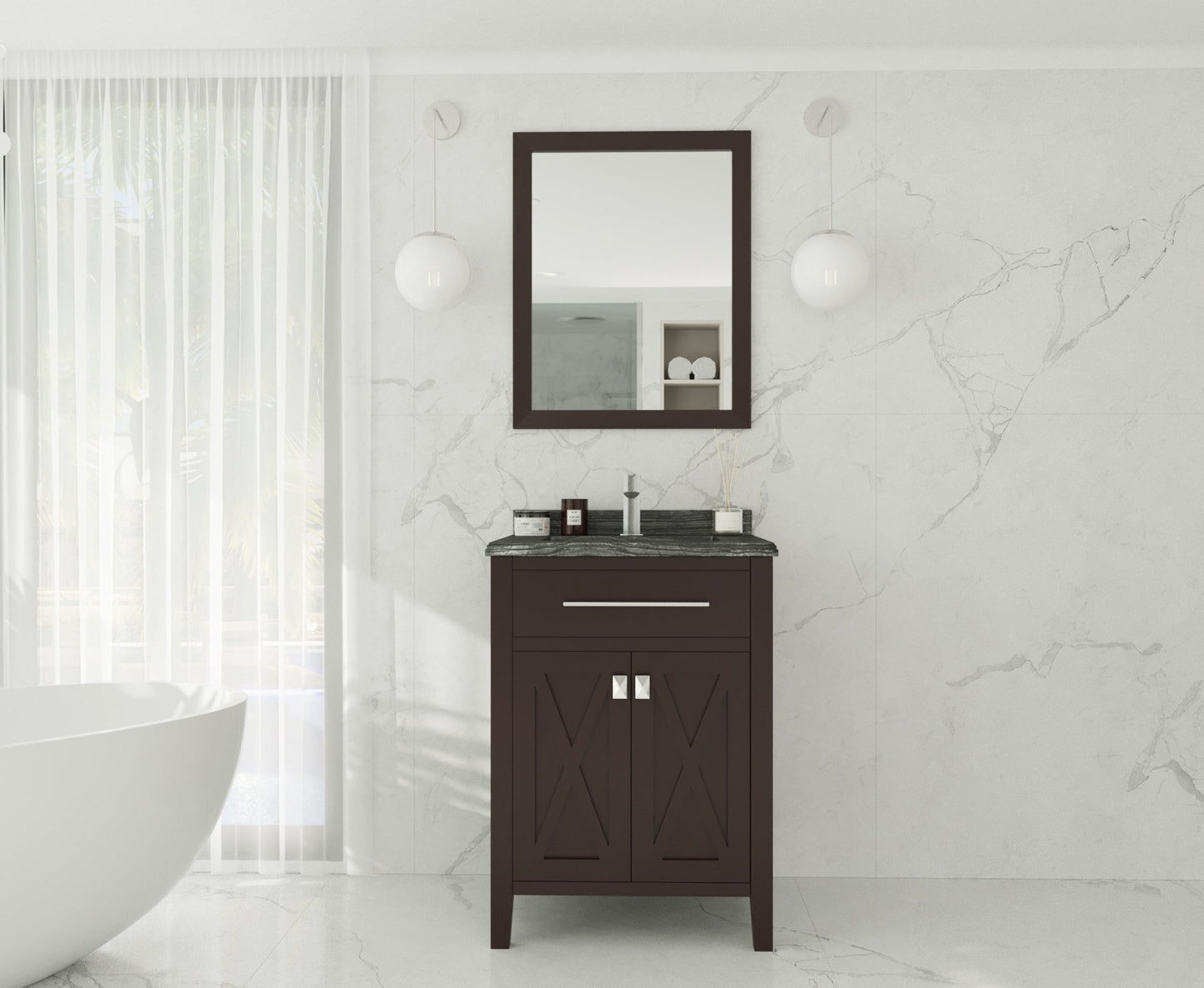 Wimbledon 24" Brown Bathroom Vanity with Countertop