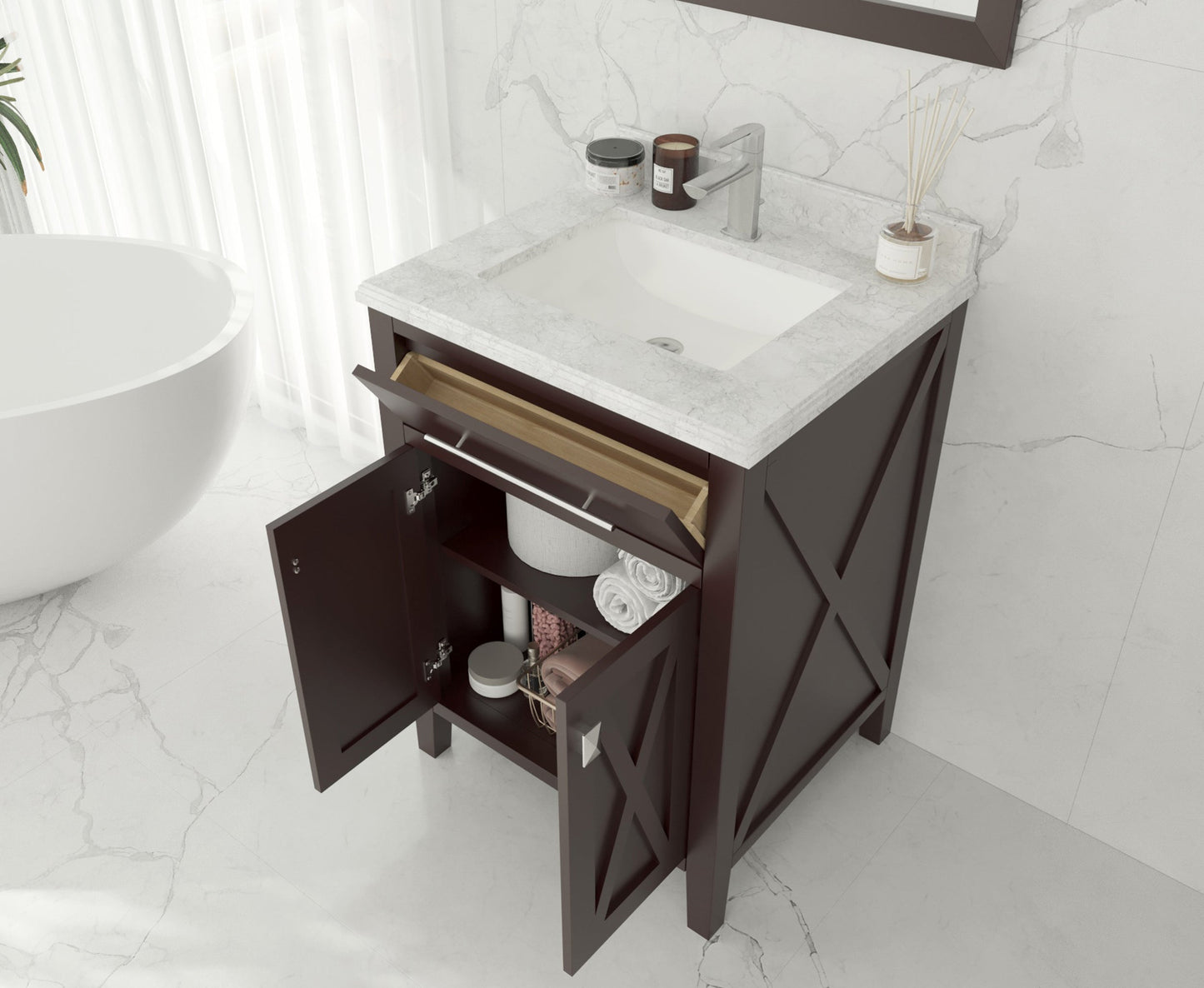 Wimbledon 24" Brown Bathroom Vanity with Countertop