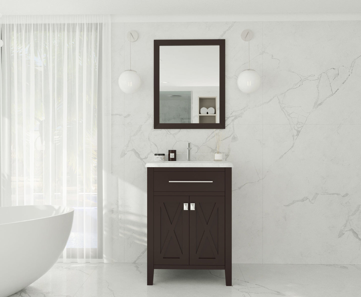 Wimbledon 24" Brown Bathroom Vanity with Countertop