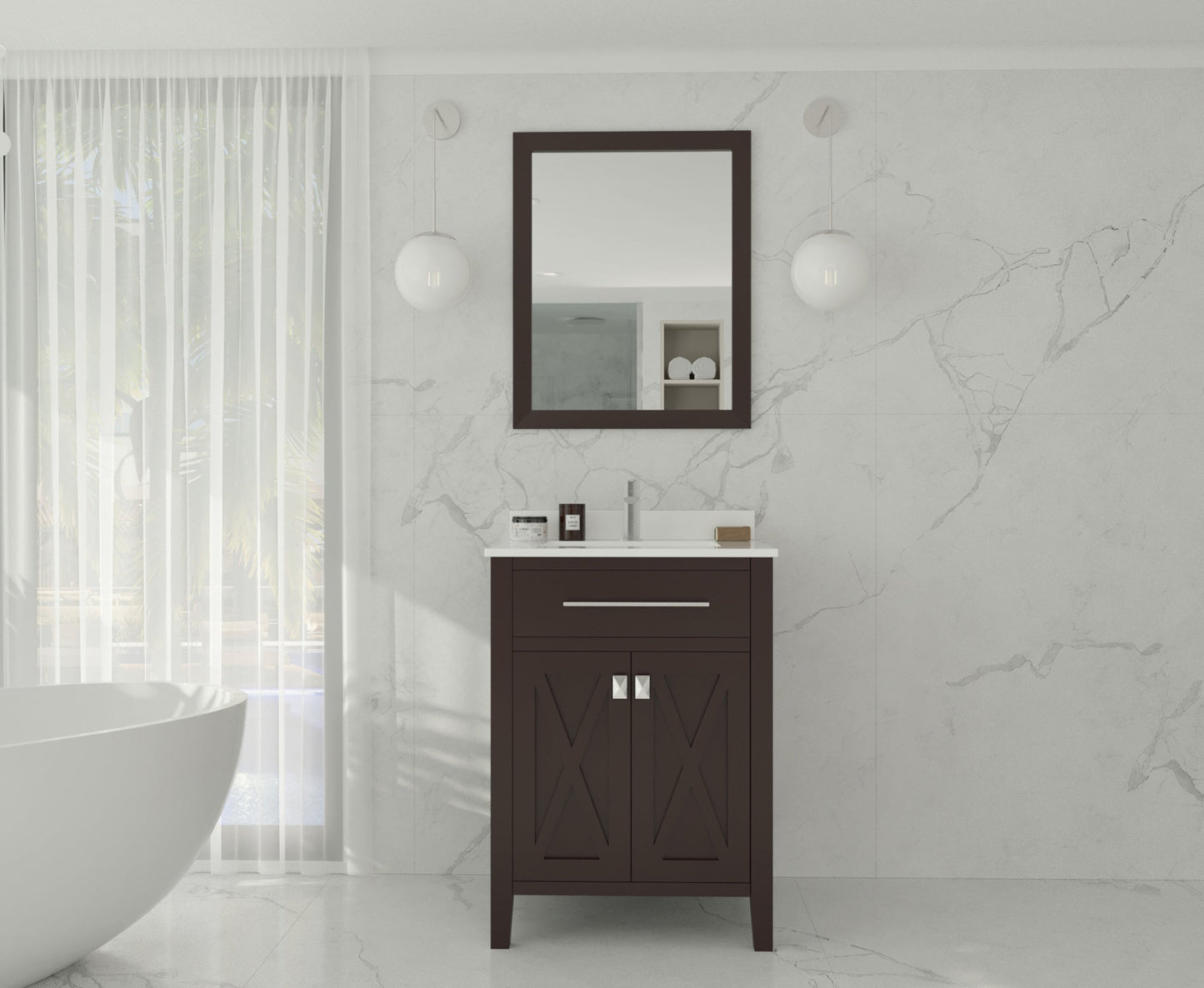 Wimbledon 24" Brown Bathroom Vanity with Countertop