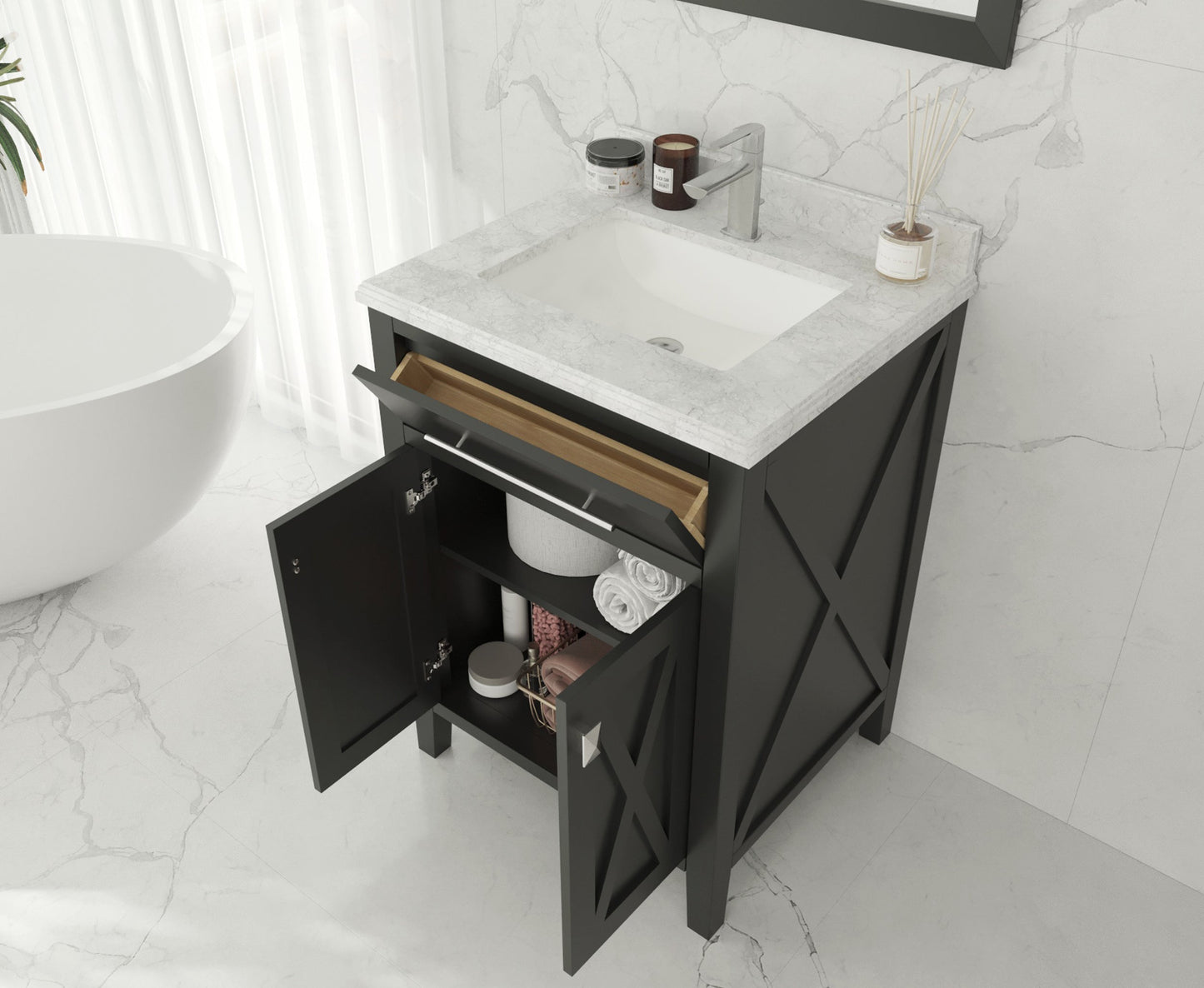 Wimbledon 24" Espresso Bathroom Vanity with Countertop