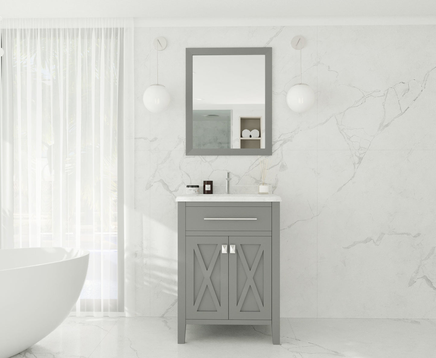 Wimbledon 24" Grey Bathroom Vanity with Countertop