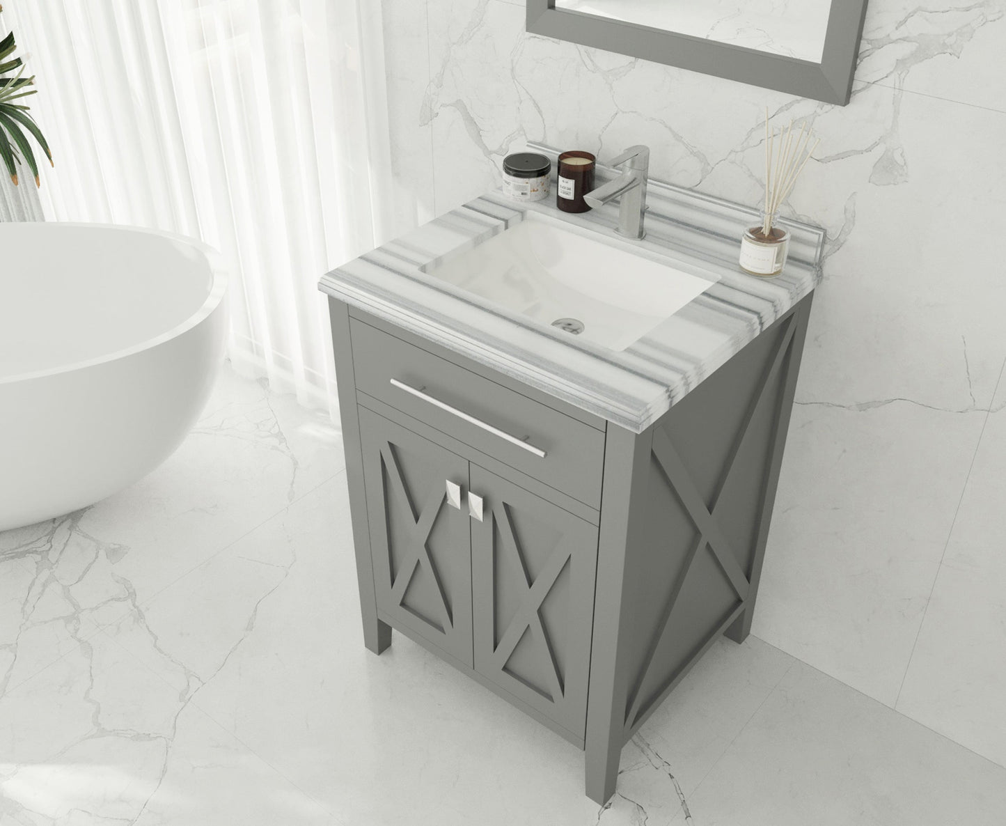 Wimbledon 24" Grey Bathroom Vanity with Countertop