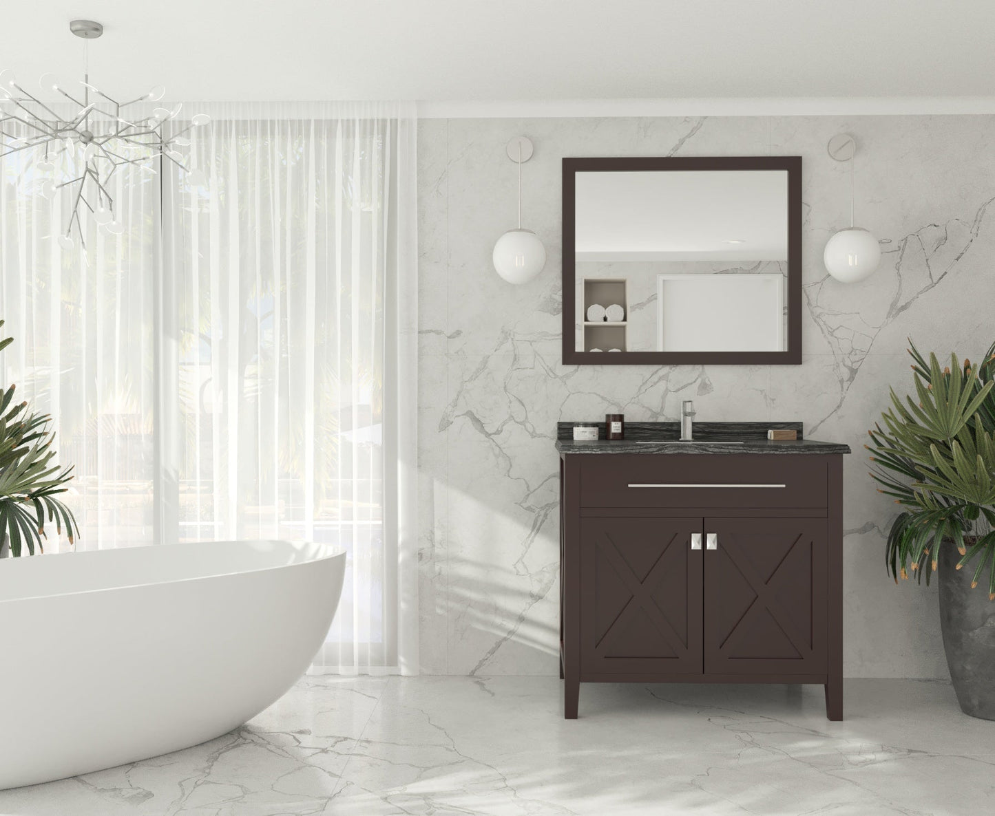 Wimbledon 36" Brown Bathroom Vanity with Countertop