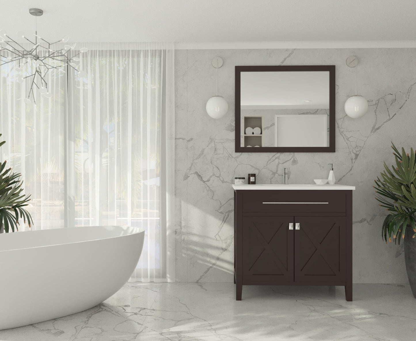 Wimbledon 36" Brown Bathroom Vanity with Countertop