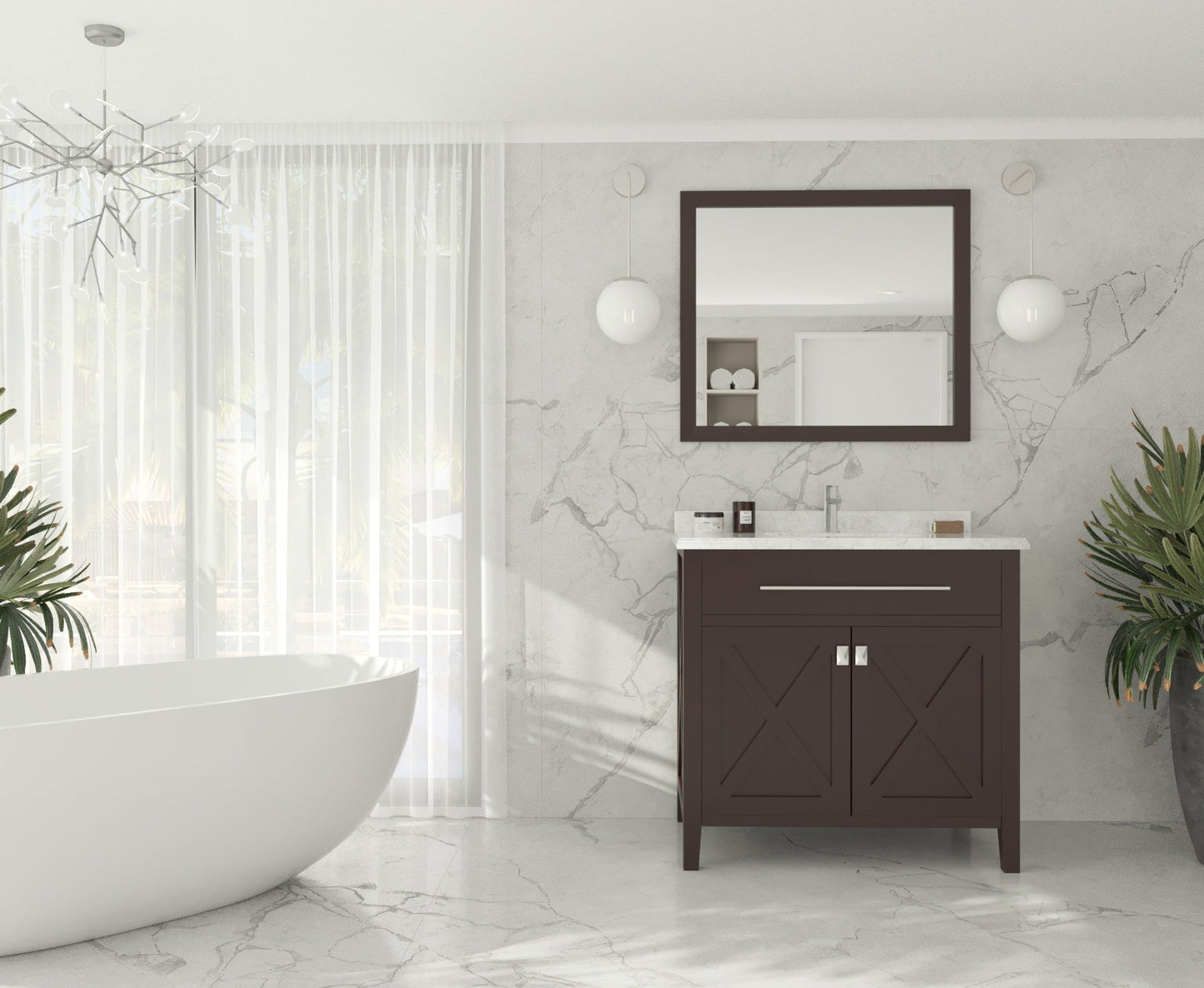 Wimbledon 36" Brown Bathroom Vanity with Countertop