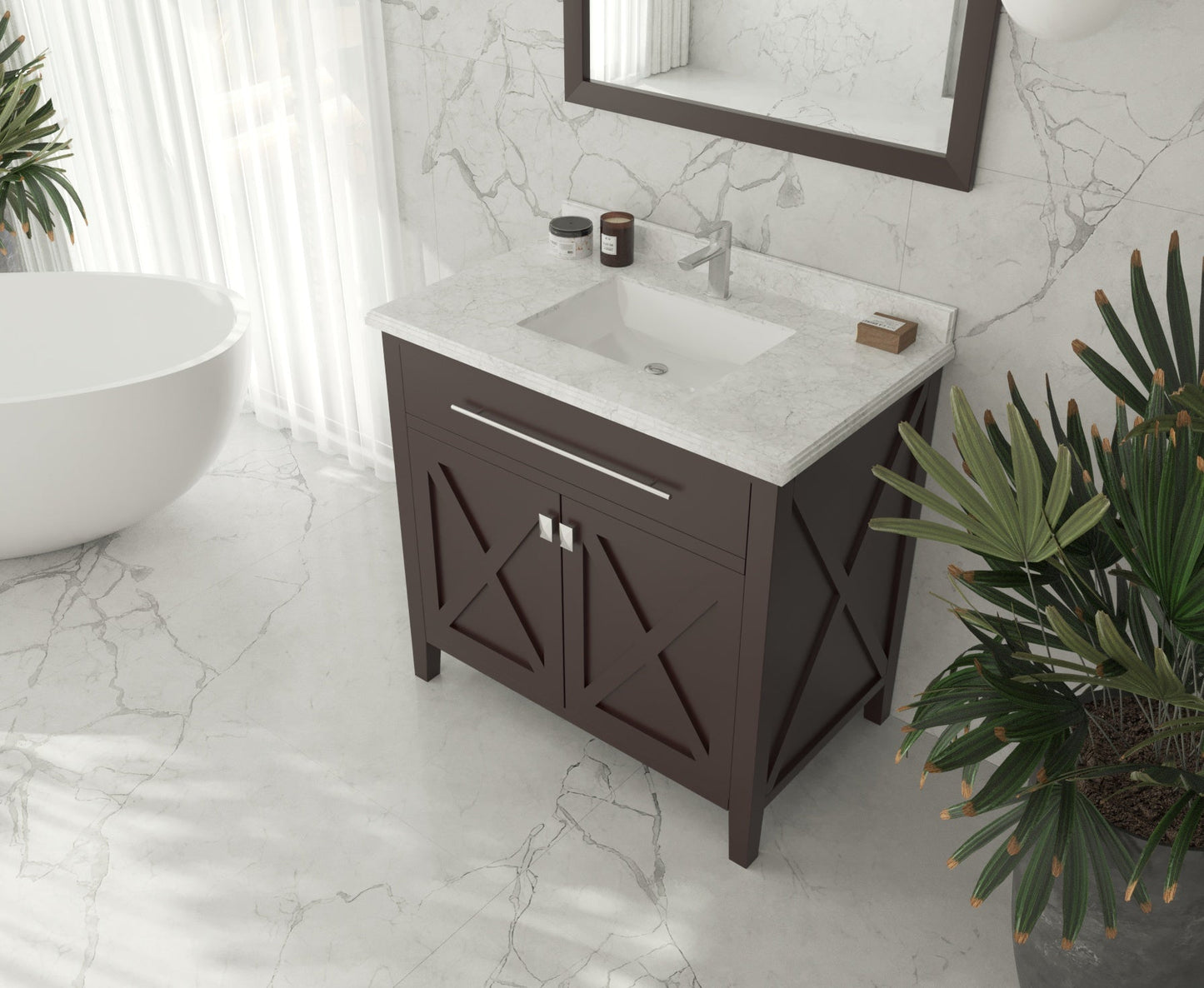 Wimbledon 36" Brown Bathroom Vanity with Countertop