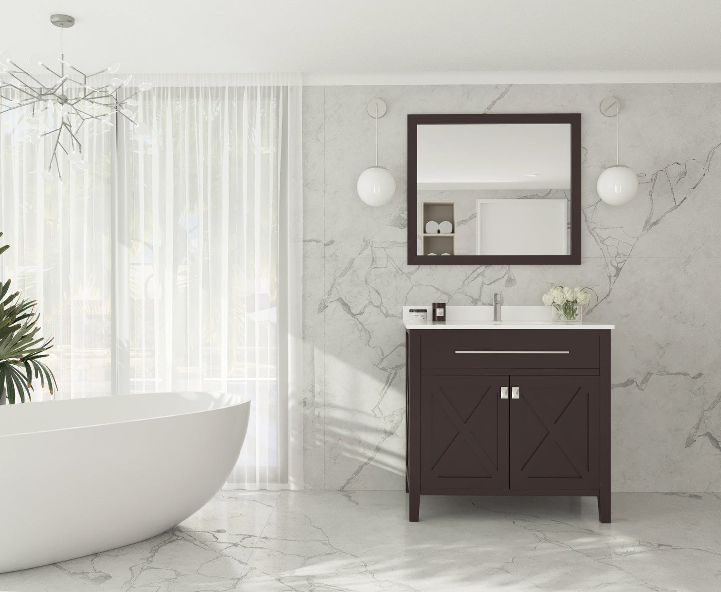 Wimbledon 36" Brown Bathroom Vanity with Countertop