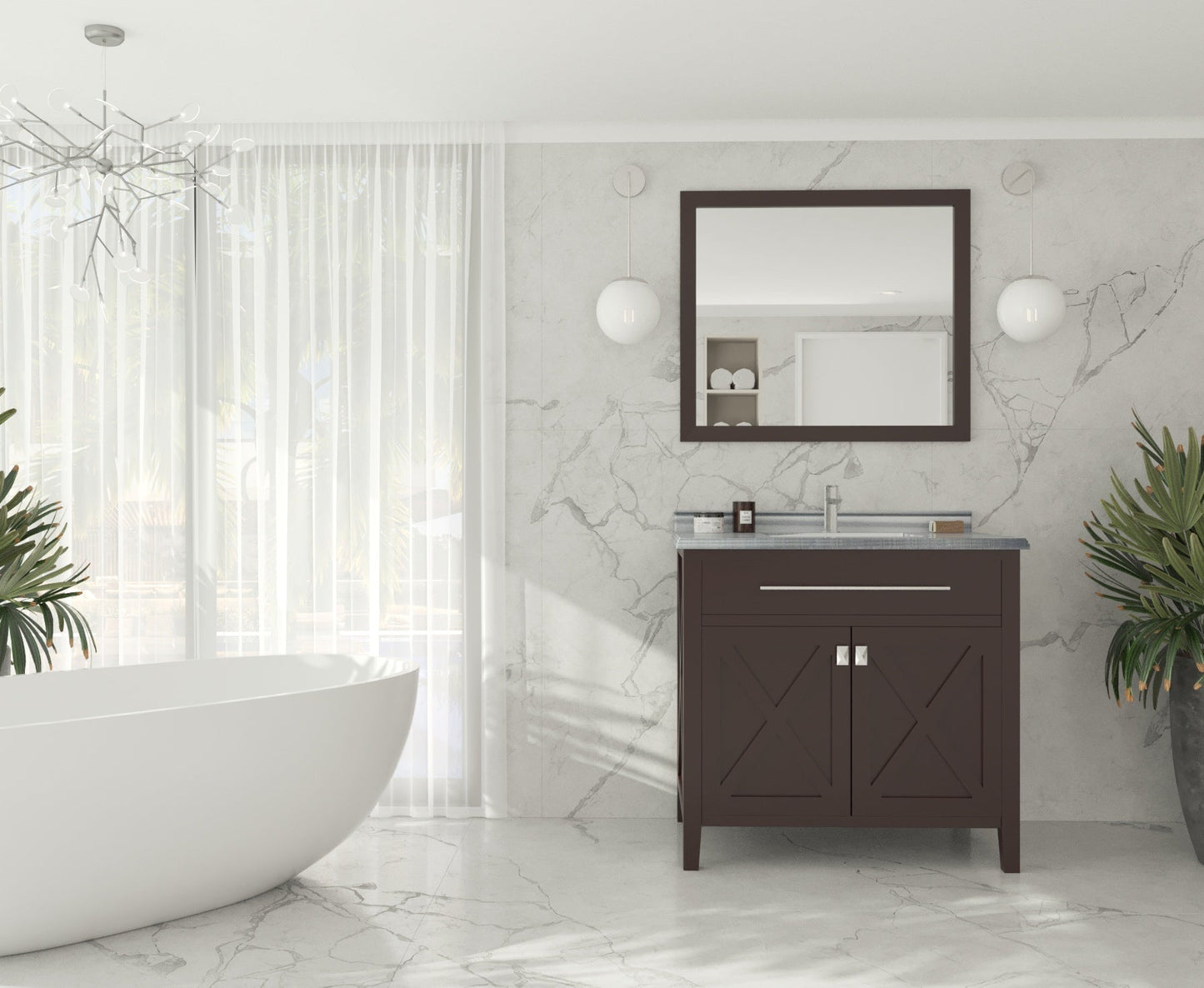 Wimbledon 36" Brown Bathroom Vanity with Countertop