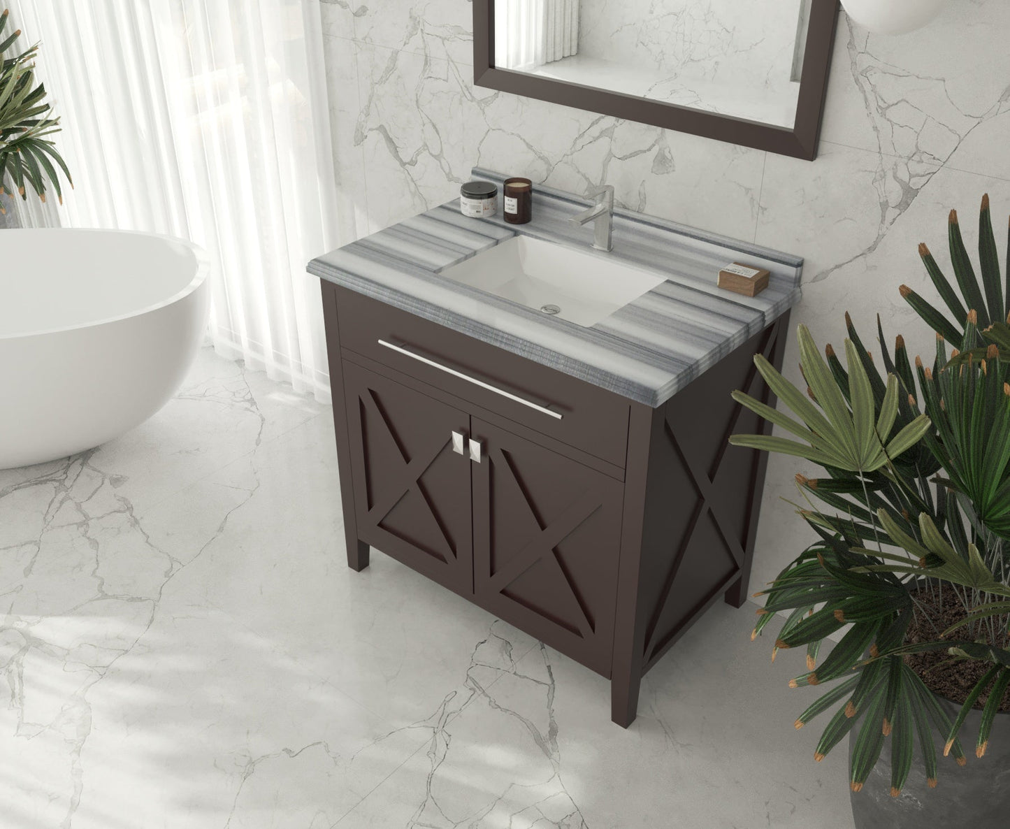 Wimbledon 36" Brown Bathroom Vanity with Countertop