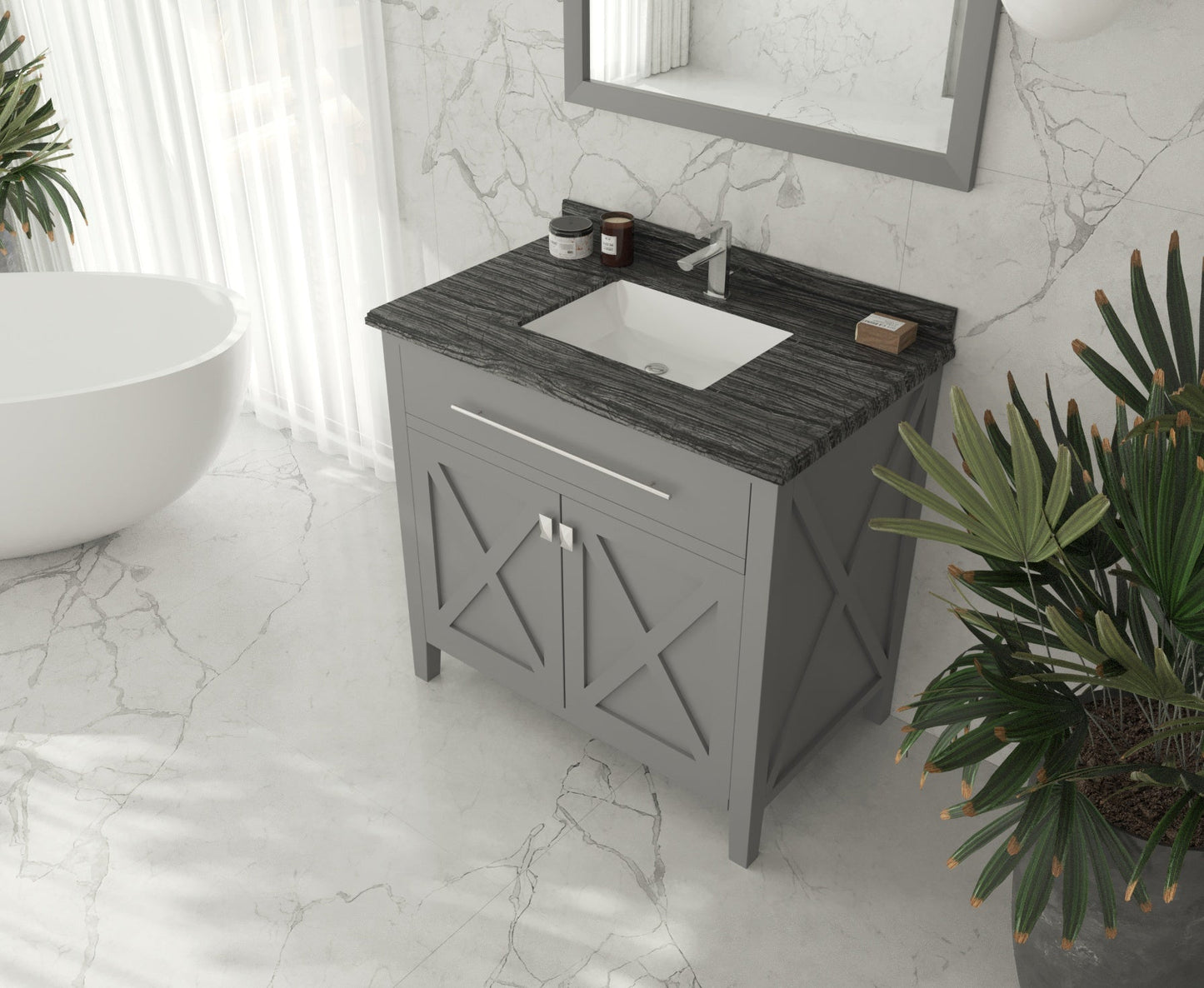 Wimbledon 36" Grey Bathroom Vanity with Countertop