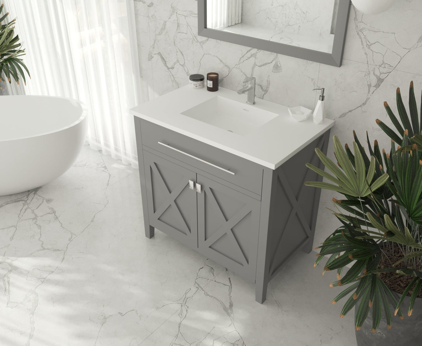 Wimbledon 36" Grey Bathroom Vanity with Countertop