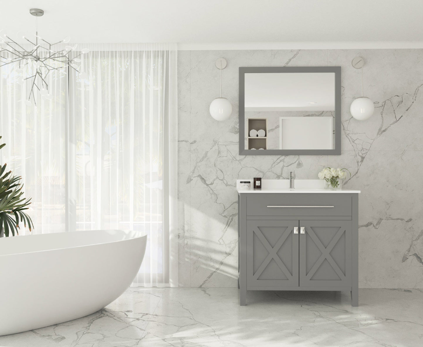 Wimbledon 36" Grey Bathroom Vanity with Countertop