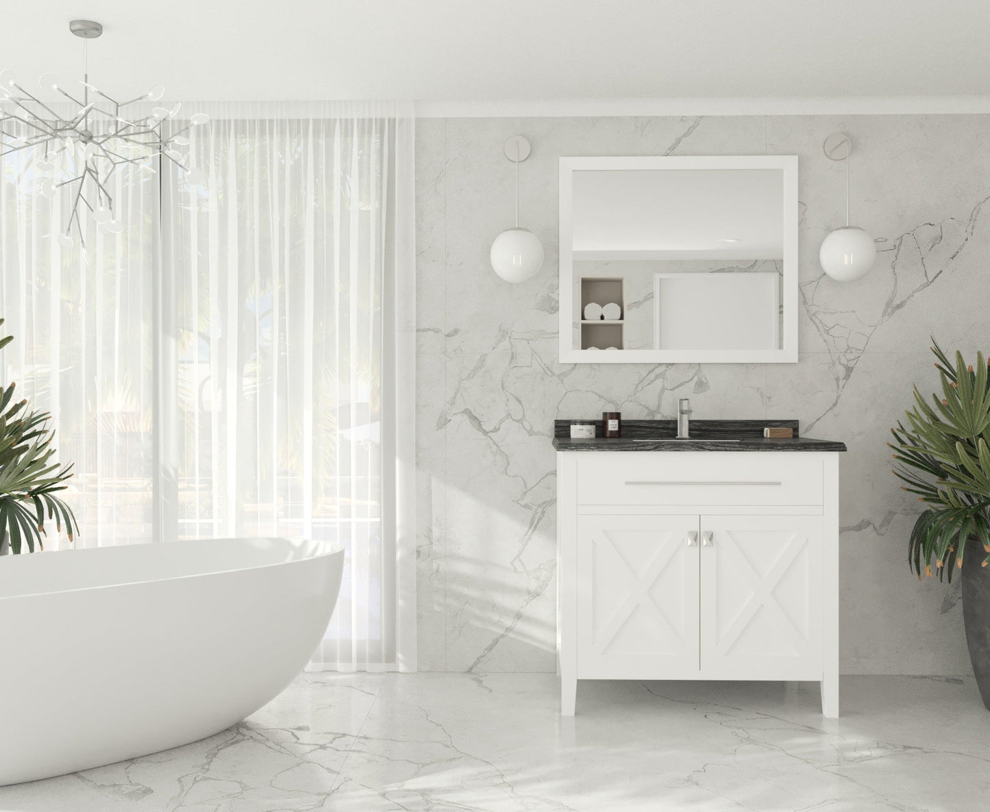 Wimbledon 36" White Bathroom Vanity with Countertop
