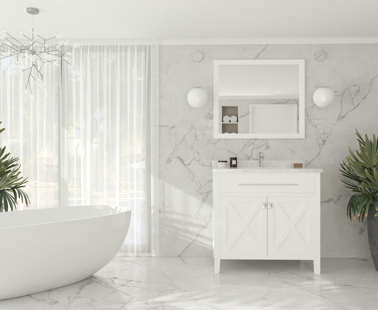Wimbledon 36" White Bathroom Vanity with Countertop