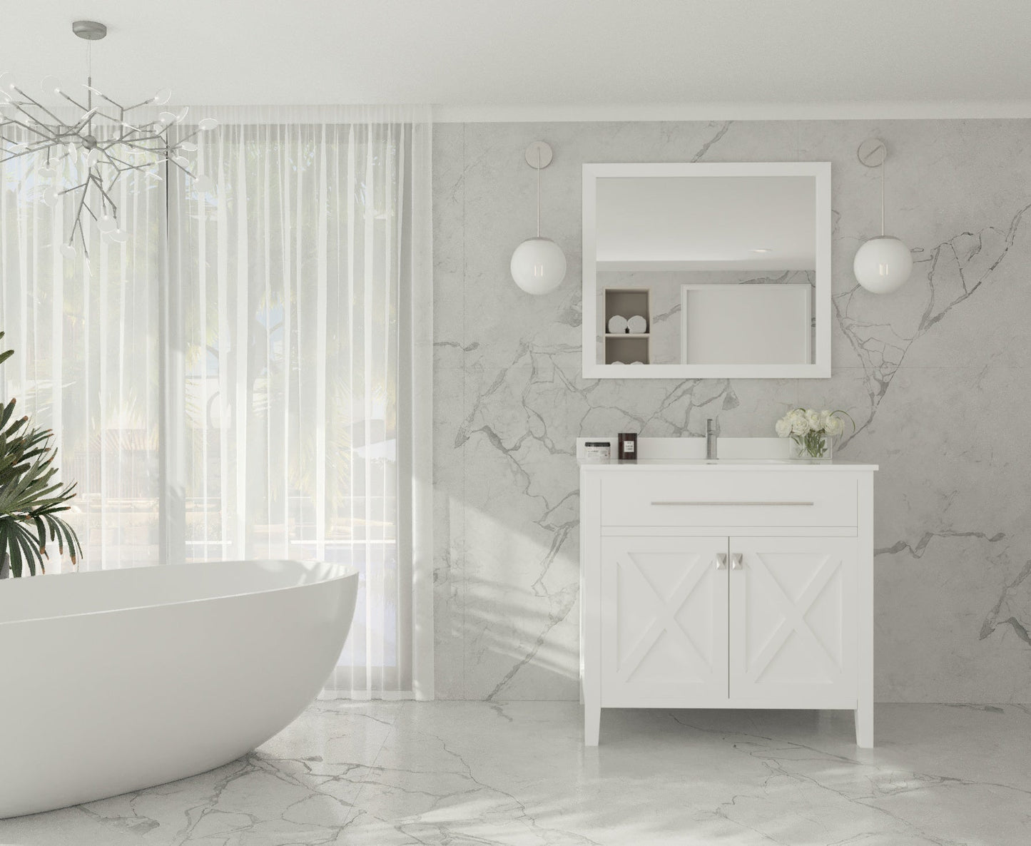 Wimbledon 36" White Bathroom Vanity with Countertop