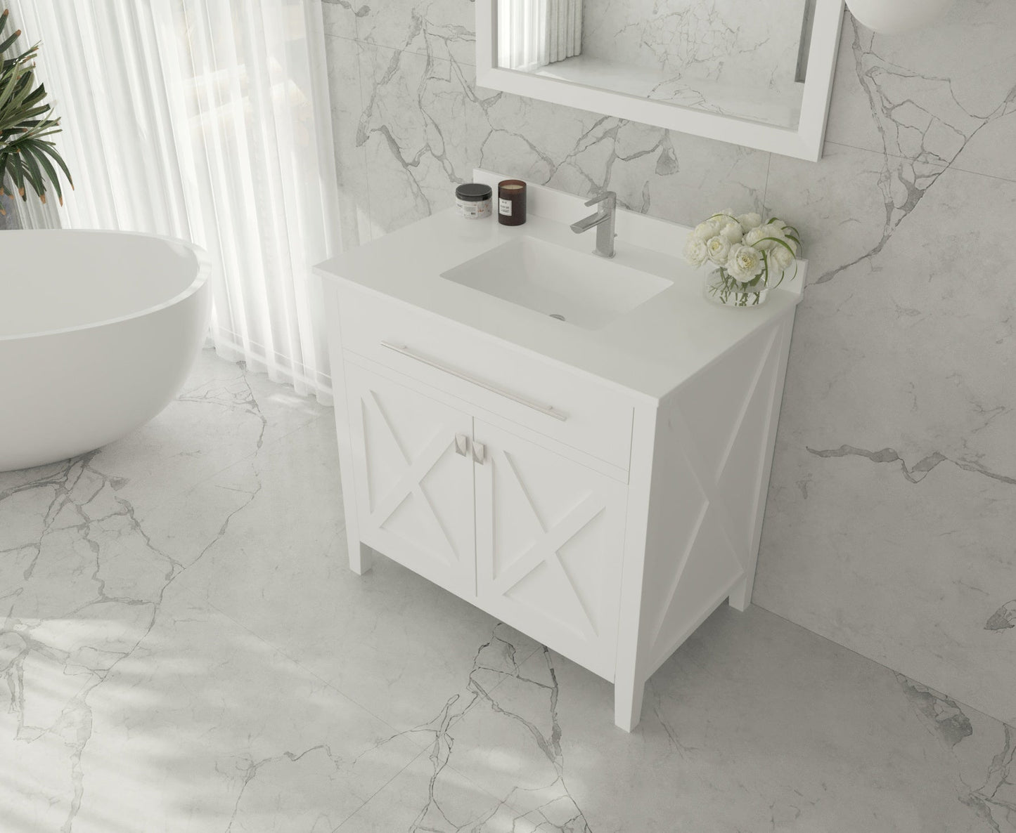 Wimbledon 36" White Bathroom Vanity with Countertop