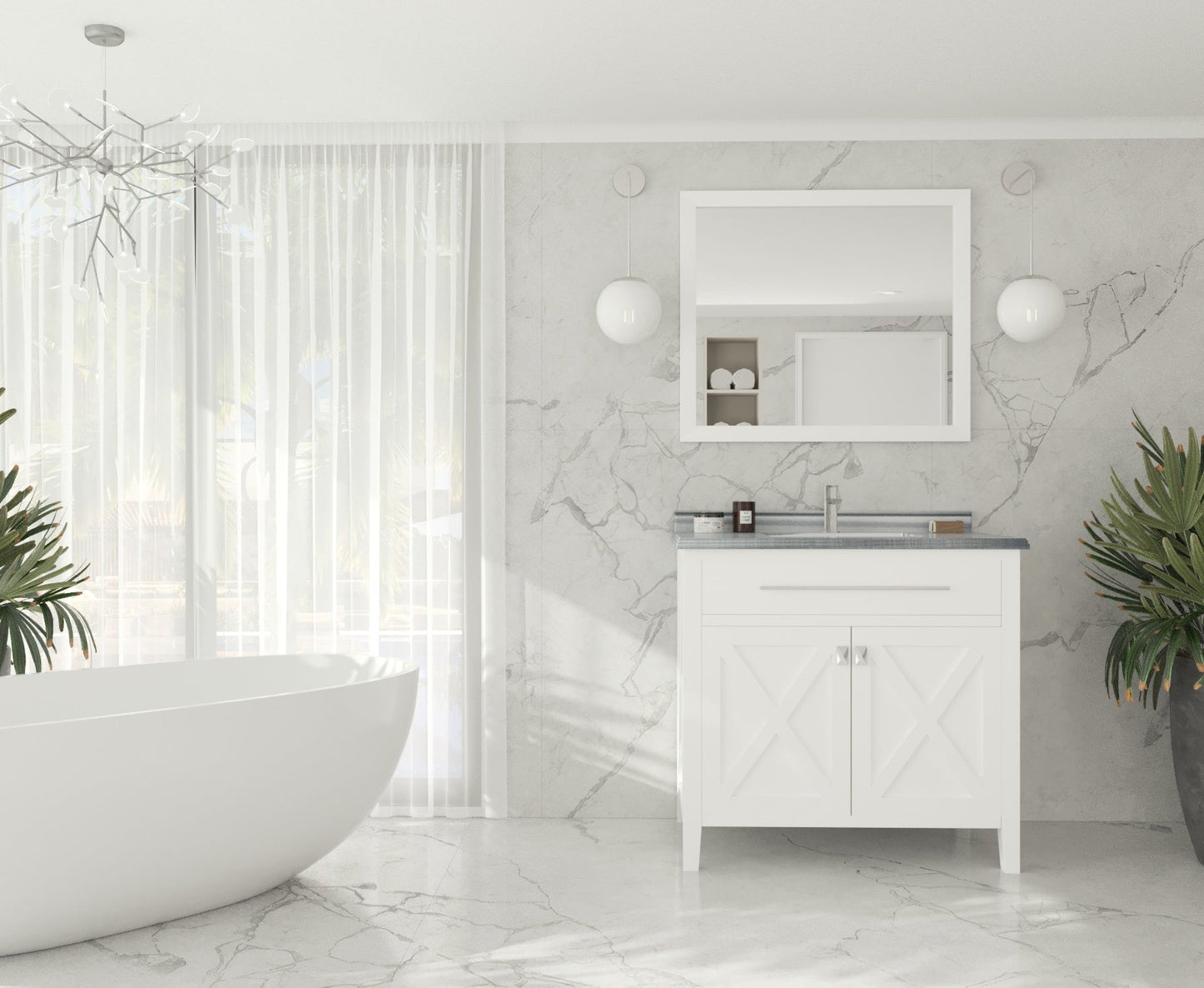 Wimbledon 36" White Bathroom Vanity with Countertop