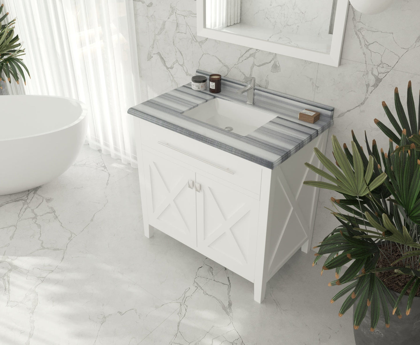 Wimbledon 36" White Bathroom Vanity with Countertop