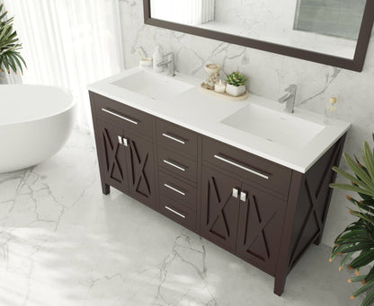 Wimbledon 60" Brown Double Sink Bathroom Vanity with Countertop