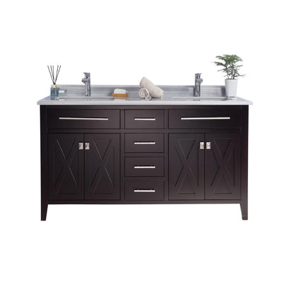 Wimbledon 60" Brown Double Sink Bathroom Vanity with Countertop