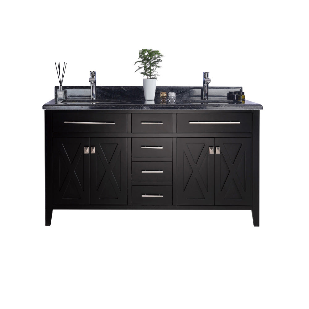Wimbledon 60" Espresso Double Sink Bathroom Vanity with Countertop