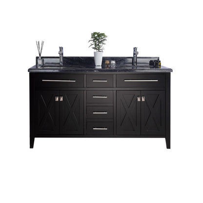Wimbledon 60" Espresso Double Sink Bathroom Vanity with Countertop