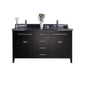Wimbledon 60" Espresso Double Sink Bathroom Vanity with Countertop