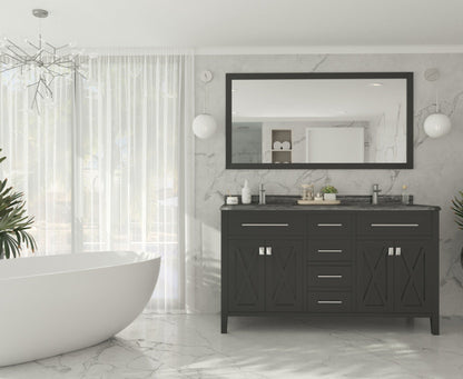 Wimbledon 60" Espresso Double Sink Bathroom Vanity with Countertop