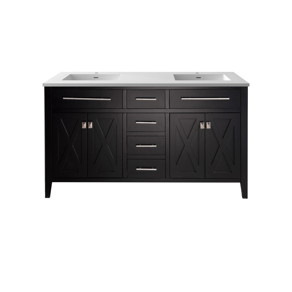 Wimbledon 60" Espresso Double Sink Bathroom Vanity with Countertop