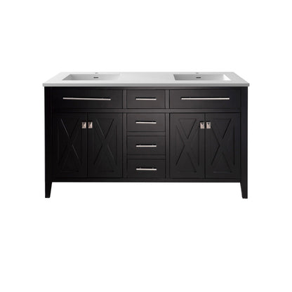 Wimbledon 60" Espresso Double Sink Bathroom Vanity with Countertop