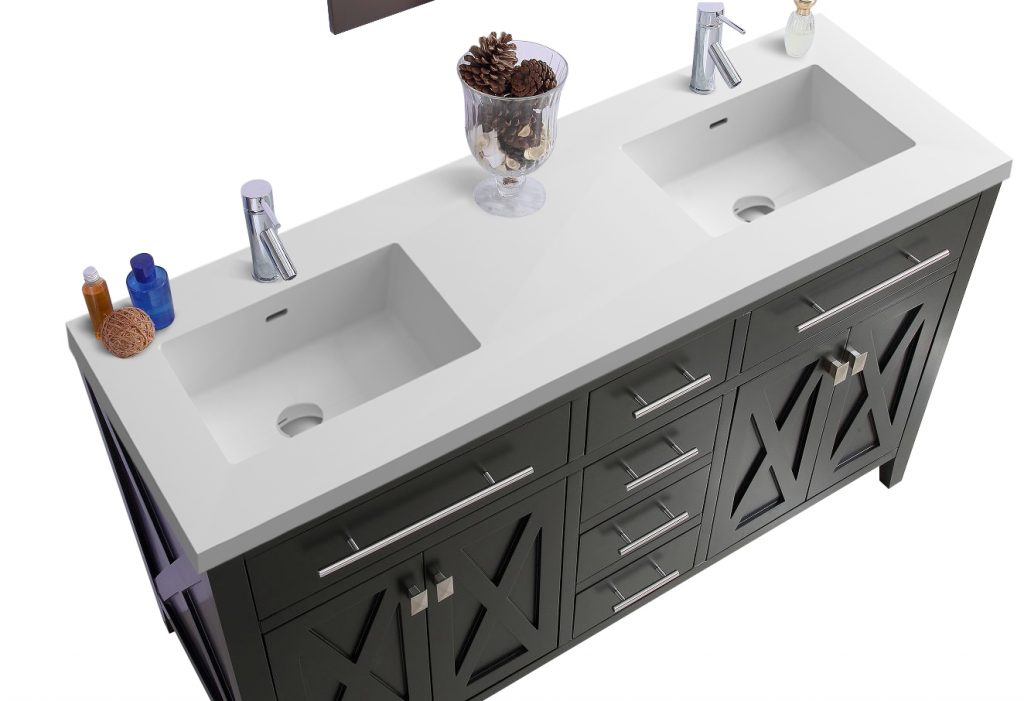 Wimbledon 60" Espresso Double Sink Bathroom Vanity with Countertop