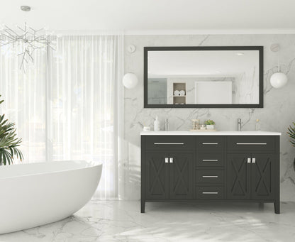 Wimbledon 60" Espresso Double Sink Bathroom Vanity with Countertop