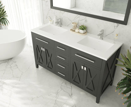 Wimbledon 60" Espresso Double Sink Bathroom Vanity with Countertop