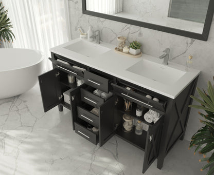 Wimbledon 60" Espresso Double Sink Bathroom Vanity with Countertop