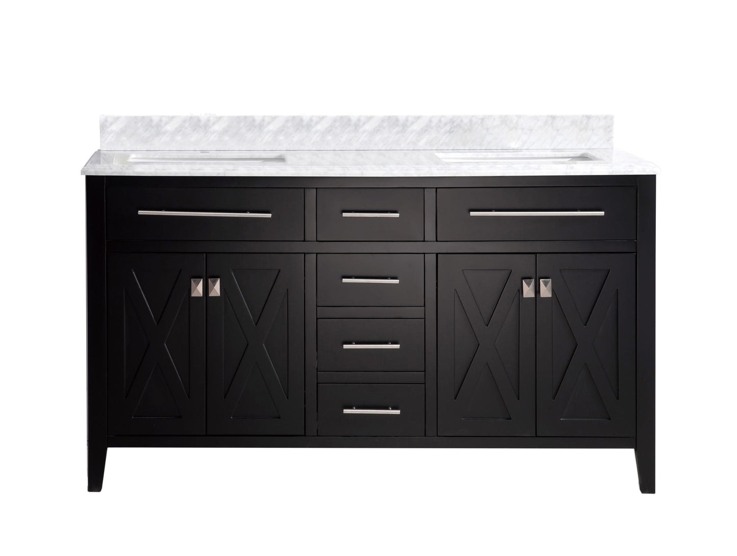 Wimbledon 60" Espresso Double Sink Bathroom Vanity with Countertop