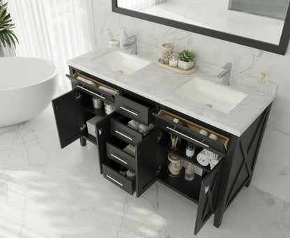 Wimbledon 60" Espresso Double Sink Bathroom Vanity with Countertop